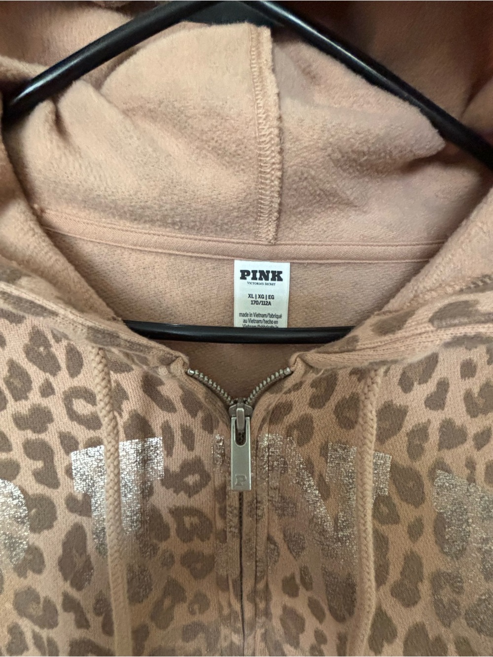 PINK Victoria's Secret Leopard Zip Hoodie - Tan - Picture 2 of 4